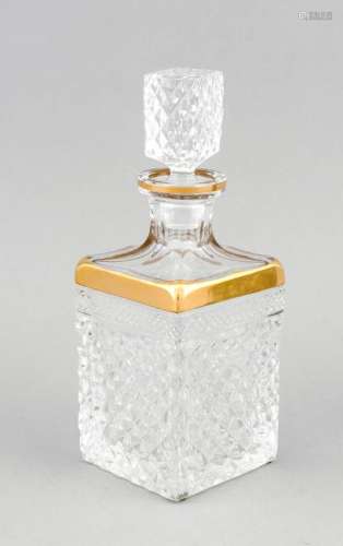 Carafe, 20th cent., square base, angular body, clear