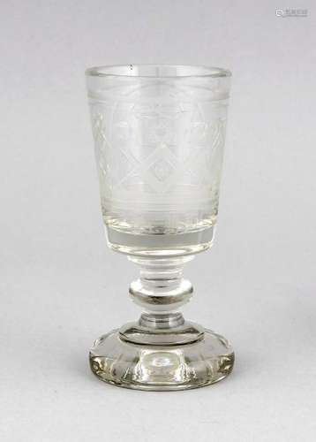 A footed Freemason glass, 1st half of 20th c., on