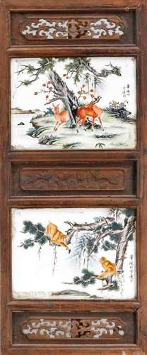 Wall panel with two porcelain plates, Bi Yuanming