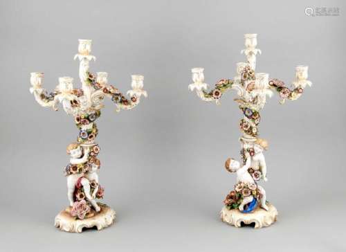 A pair of candlesticks, 5-flamed, Plaue, Thuringia,