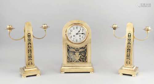 Jugendstil Pendule mit 2 korrespondierenden Beistellern