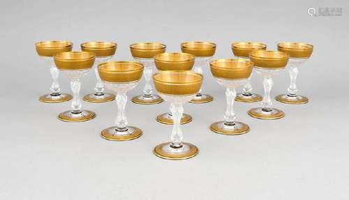 Twelve presumable French port wine glasses, 20th c.,