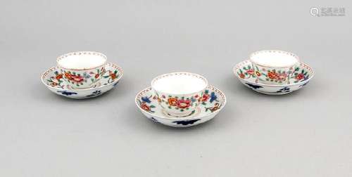 3 Chinese cups and saucers presumably 18th c.,