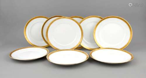 Nine large dinner plates, Royal Copenhagen, Denmark,