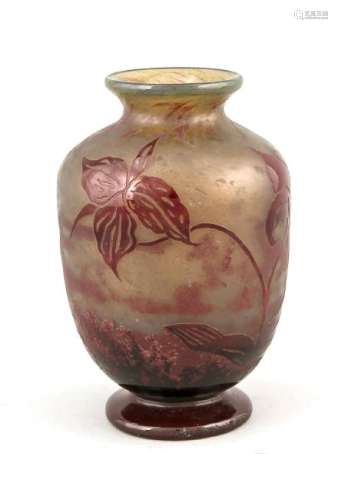 Vase, France, around 1920, Daum, Nancy, round base,