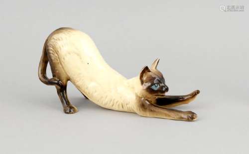 A Siamese, England, 20th c., ceramics, l. 25 cm