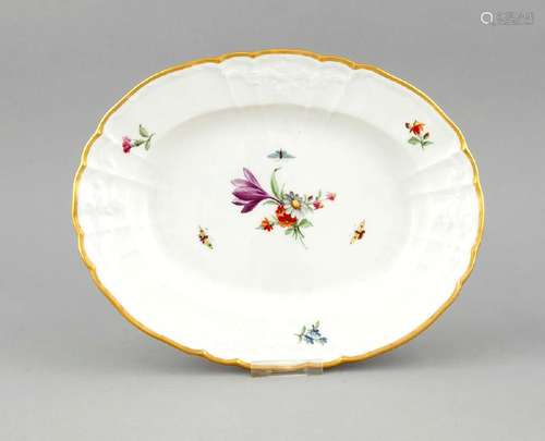 An oval serving plate, KPM Berlin, mark before 1962,