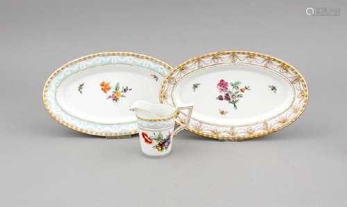 Two oval bowls and creamers, KPM Berlin, marks 1962-92,