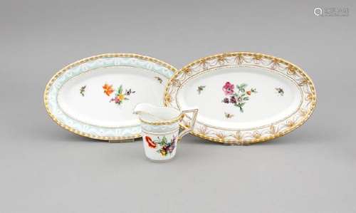 Two oval bowls and creamers, KPM Berlin, marks 1962-92,