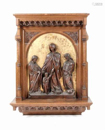 Imposing sacral relief, 19th century, stained oak,
