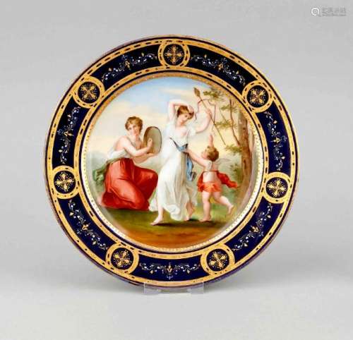 A painted plate, Thuringia, around 1900, in Viennese
