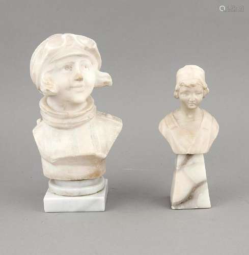 Collection of 6 alabaster busts, France / Italy, 20th