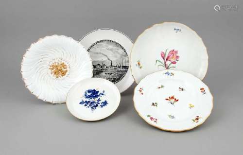 Four plates Meissen, a large bowl, after 1950, 2nd