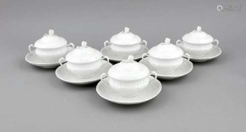 Six lidded soup cups with saucer, KPM Berlin, mark