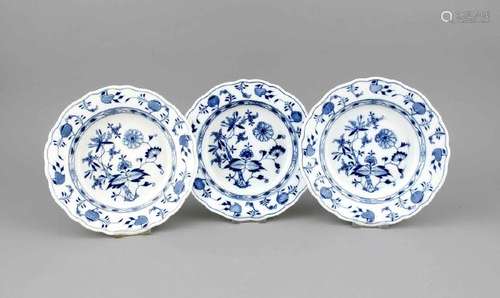 Three soup plates, Meissen, mark 1850-1924, second