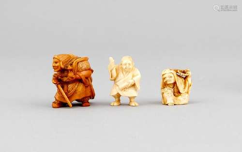 3 Netsuke, Japan, späte Meiji Periode (1868-1912),