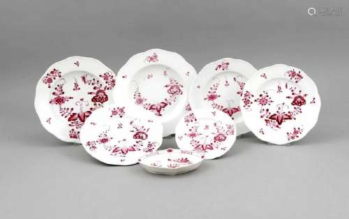 A 7-piece bundle, 6 plates, Meissen, 18th/ 19th cent.,