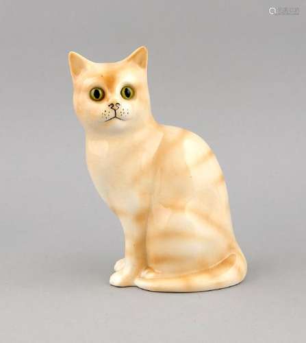 A seated ginger cat, Staffordshire, England, 20th c.,