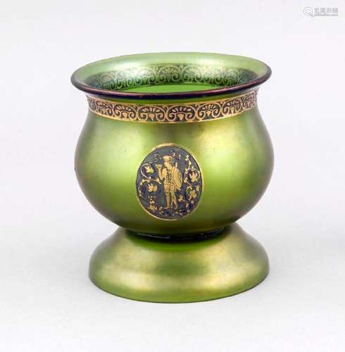 An early 20th-century Bohemia bowl, green glass,