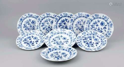 Nine plates, Carl Teichert, Stadt Meissen, around 1900,