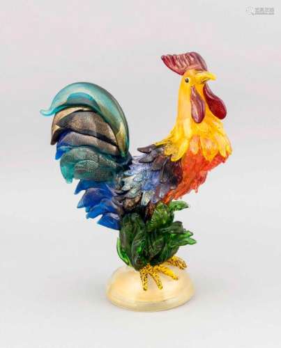 A Murano cock, 1st half of 20th c., on circular base,