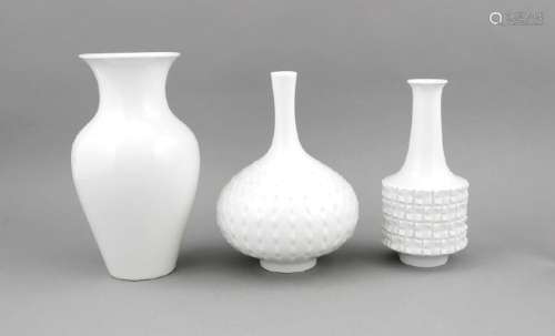 Three white vases, 1 vase, KPM Berlin, mark 1962-92,