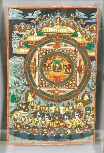 Thangka, Tibet, 19./20. Jh., polychrome Tempera-Malerei