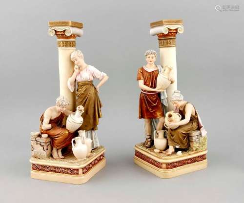 A pair of figure groups, prob. Royal Dux, end of the