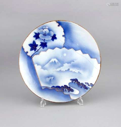 A large Japanese porcelain plate around 1900, lighty