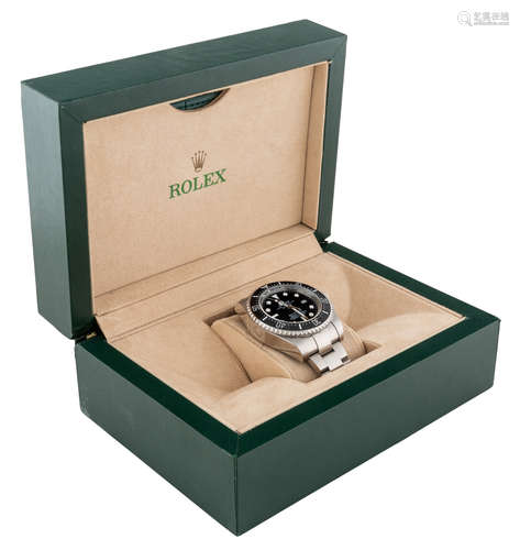 A ROLEX OYSTER PERPETUAL DEEPSEA DWELLER STAINLESS STEEL WRISTWATCH WITH HELIUM ESCAPE VALVE