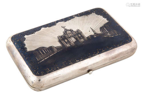 A RUSSIAN SILVER NIELLO CIGAR CASE, MOSCOW, 1859