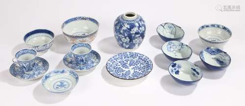 Collection of Japanese and Chinese ceramics to include four shell shape bowls, cups and saucers,