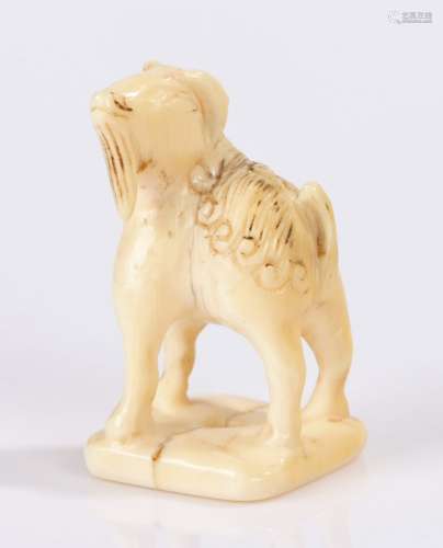 Japanaese meiji period netsuke, the ivory netsuke carved as a standing goat. 3.5cm high