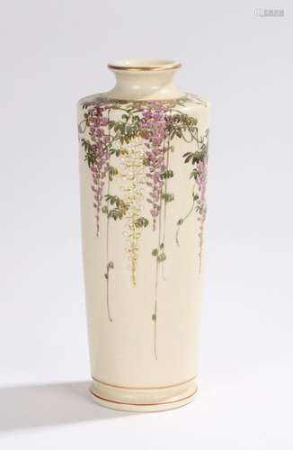 Japanese Satsuma vase, decoration with trailing leaf and flower decoration on a cream ground, four