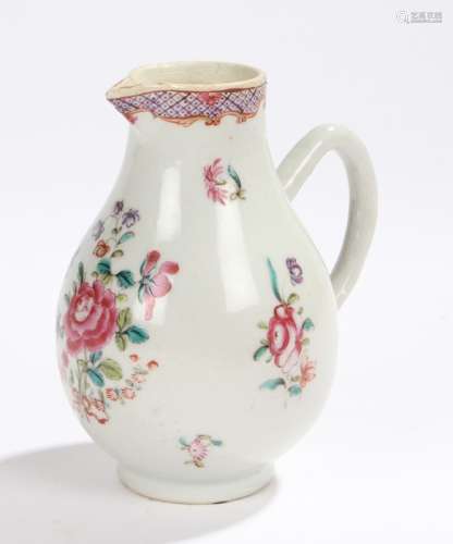 Chinese sparrow beak jug, the body with foliate decoration and loop handle, 11.5cm high