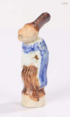 Japanese Meiji period ceramic netsuke, the netsuke shaped as a monkey with shaking head and