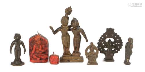 Seven Hindu and Buddhist figures to include Ganesha, Buddha and various others, tallest 9cm (7)