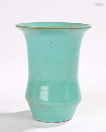 Korean Yi dynsatry Celadon vase, the beaker shaped vase with flared lip and three spur marks to