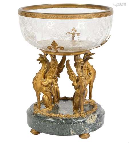 19th C. French Bronze & Marble Footed Centerpiece