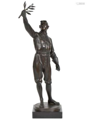 Bronze Aviator Figure by Oskar Gladenbeck