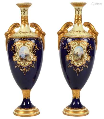 Two English Coalport Porcelain Vases