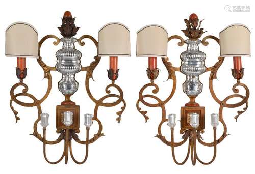 LARGE Pair Bagues Style 5 Light Wall Sconces