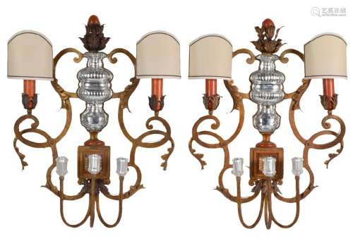LARGE Pair Bagues Style 5 Light Wall Sconces