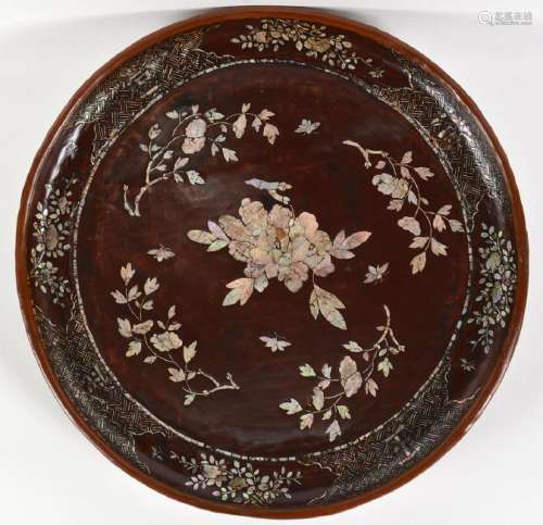 Antique Chinese Mother of Pearl Lacquered Tray