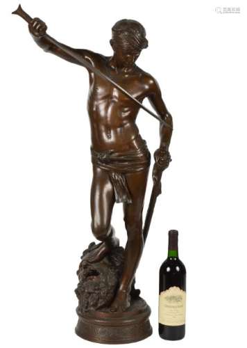 Antonin Mercie Bronze 'David Slayer of Goliath