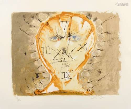 Salvador Dali Self Portrait Sundial Lithograph