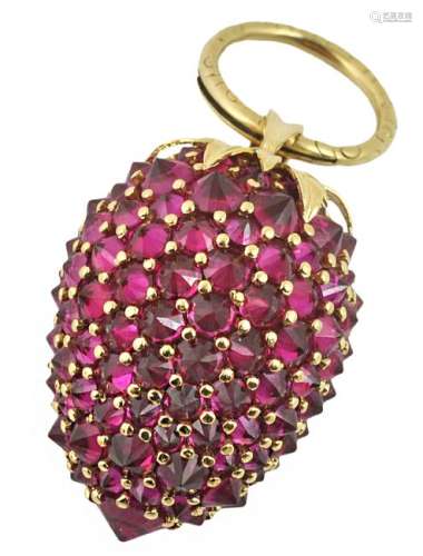 Synthetic Ruby Strawberry Pendant