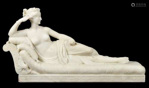 Large Marble Greco-Roman Recling Nude Woman