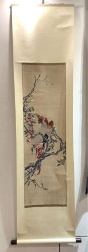 A HANGING SCROLL PARROT PATTERN PAINTING