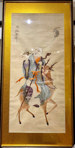A OLD FIGURE PATTERN EMBROIDERY FRAME